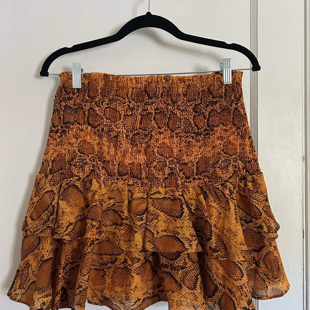 Endless Rose Brown and Orange Skater Mini Skirt